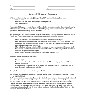 Annotated Bibliography Assignment