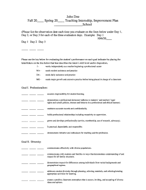 Teaching Internship Improvement Plan