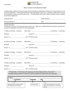Direct Deposit Authorization Form