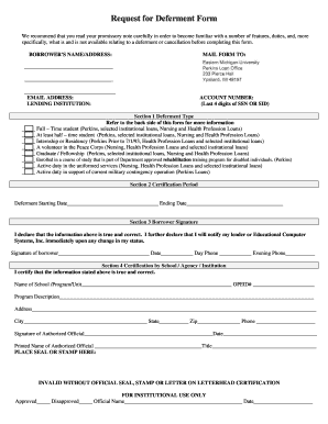 Request for Deferment Form