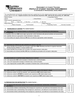 Student Teaching Evaluation Form