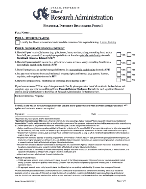 Financial Interest Disclosure Form 1