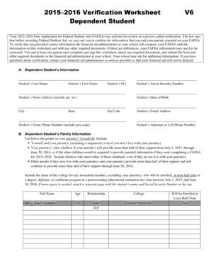 2015–2016 Verification Worksheet V6