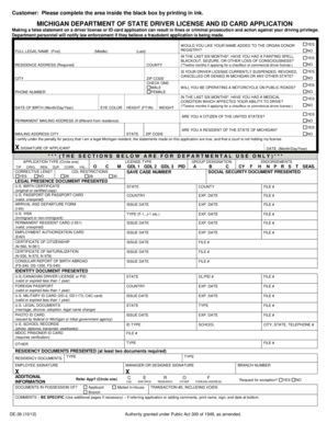 Michigan Driver License and ID Card Application
