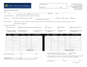 Drexel University Add/Drop/Withdraw Form