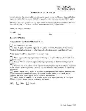 Employee Data Sheet