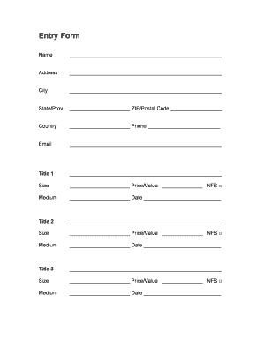 Art Submission Entry Form