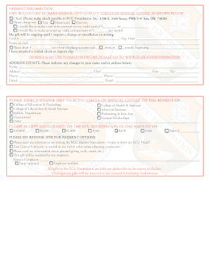 ECU Circle of Annual Giving Donation Form