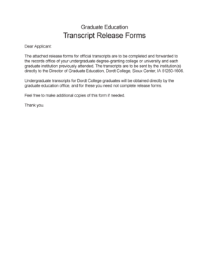 Graduate Education Transcript Release Form