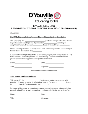 OPT Recommendation Form