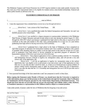 Oklahoma Resident Tuition Affidavit