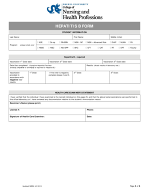 Hepatitis B Vaccination Form