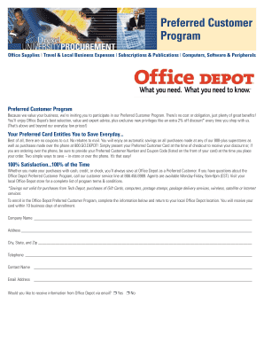 Office Depot Preferred Customer Program Enrollment Form
