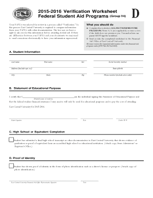2015-2016 Verification Worksheet