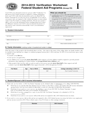 2014-2015 Verification Worksheet
