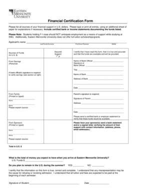 Financial Certification Form