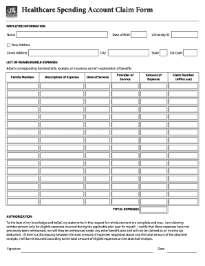 Healthcare Spending Account Claim Form