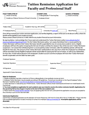 Tuition Remission Application for Faculty and Staff