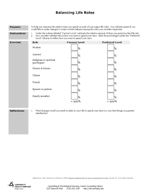 Life Roles Balance Assessment Form
