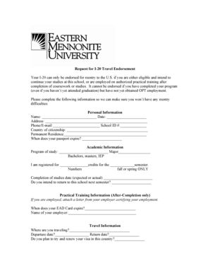 Request for I-20 Travel Endorsement