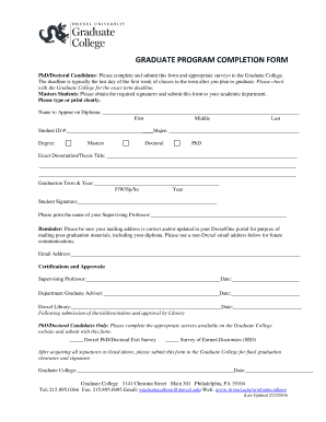 Graduate Program Completion Form