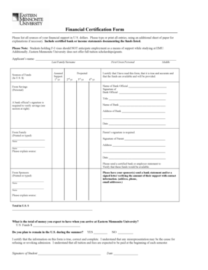Financial Certification Form