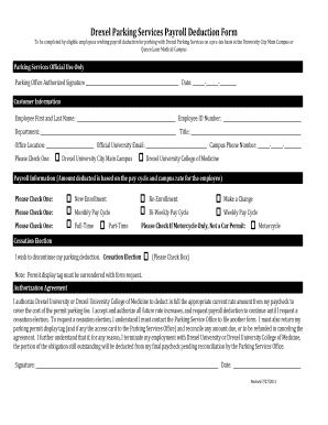 Drexel Parking Services Payroll Deduction Form