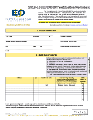 2015-16 Dependent Verification Worksheet