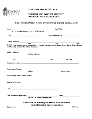 Student Information Update Form