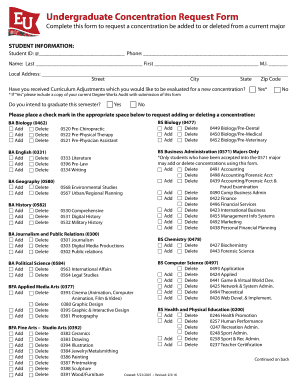 Undergraduate Concentration Request Form