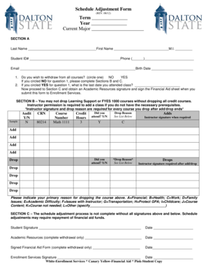 Schedule Adjustment Form