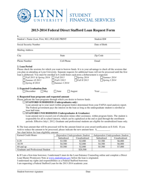 Federal Direct Stafford Loan Request Form