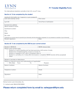 F1 Transfer Eligibility Form