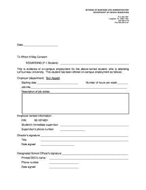 On-Campus Employment Verification Form