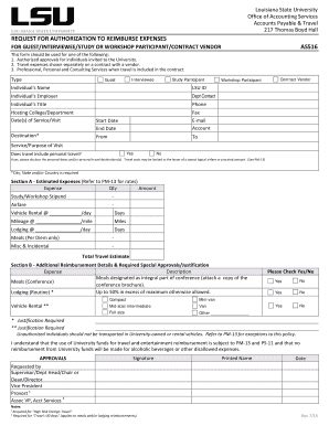 Louisiana State University Expense Reimbursement Request