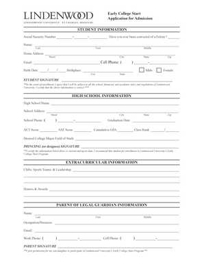 Early College Start Application for Admission