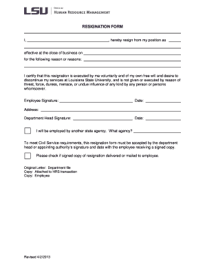 Resignation Form