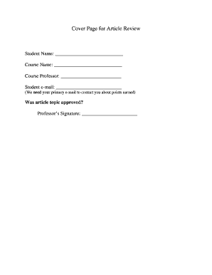 Article Review Cover Page