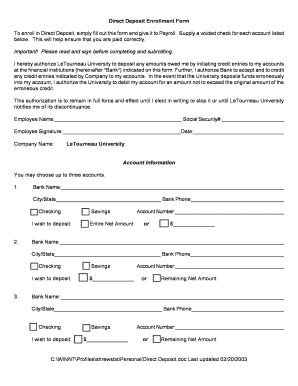 Direct Deposit Enrollment Form