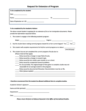 Request for Extension of Program