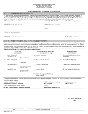 Illinois State-Approved Program Verification Form