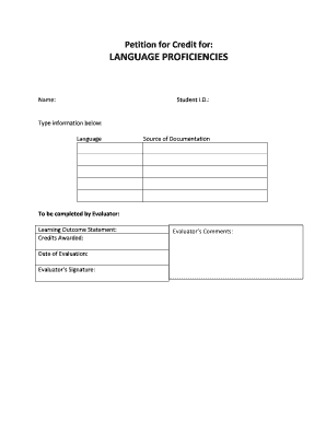Petition for Credit for Language Proficiencies