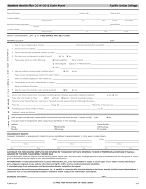 Student Health Plan Claim Form