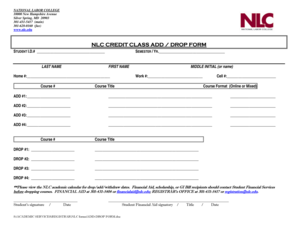 NLC Credit Class Add Drop Form
