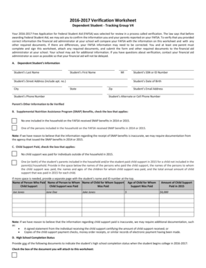 2016-2017 Verification Worksheet - lsuhscedu