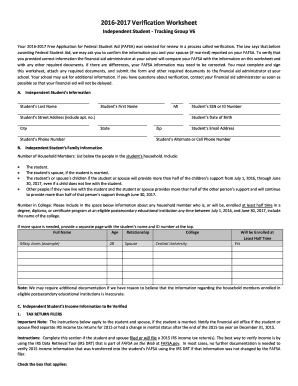 2016-2017 Verification Worksheet