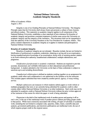 National Defense University Academic Integrity Policy