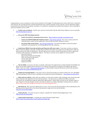 NJIT Transfer Student Checklist
