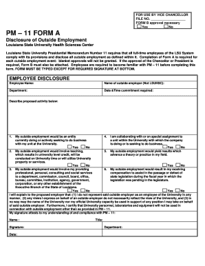 Louisiana State University Outside Employment Disclosure Form