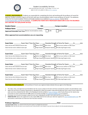 Student Test Accommodation Request Form